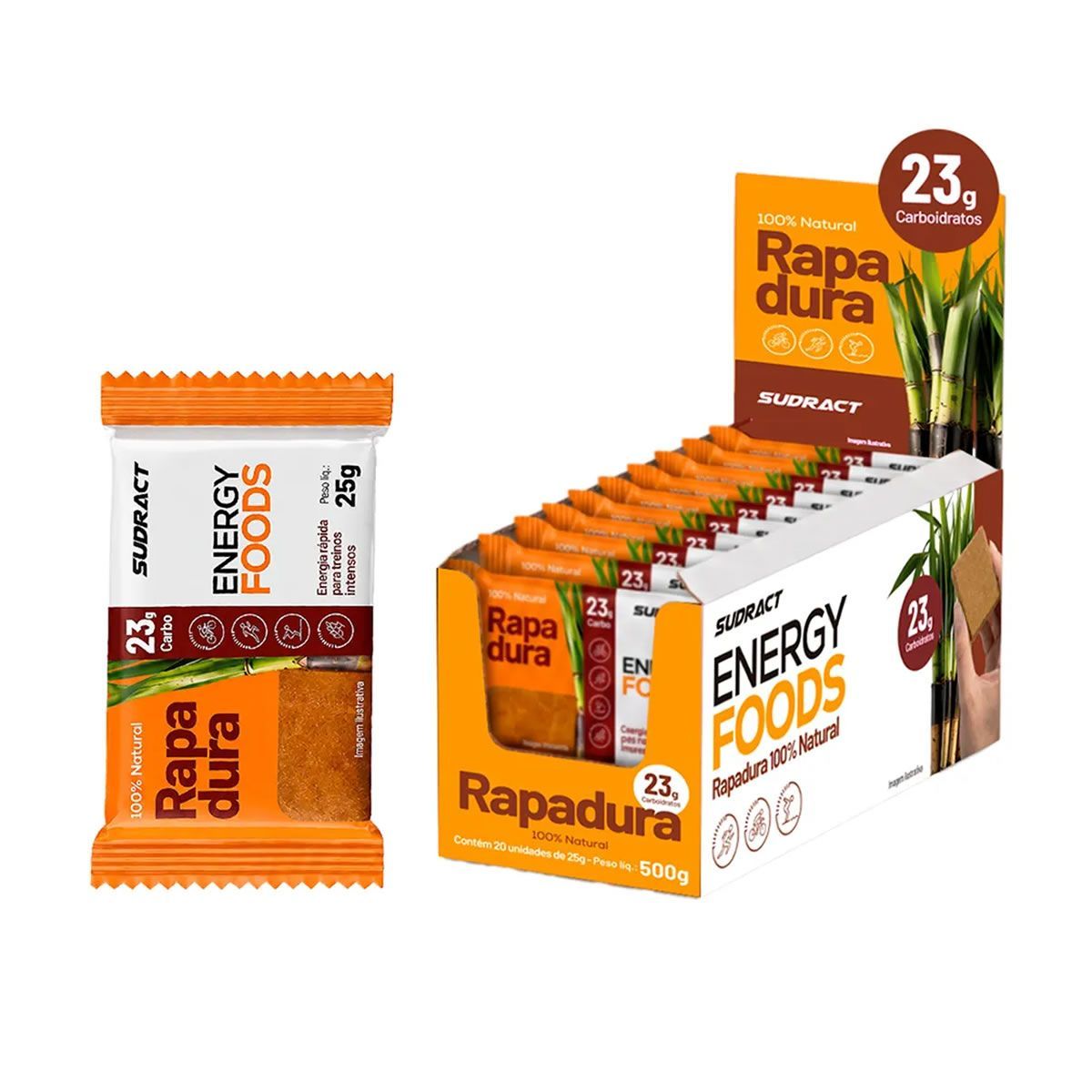 Energy Foods - 20 Unidades 25g Rapadura 100% Natural - Sudract