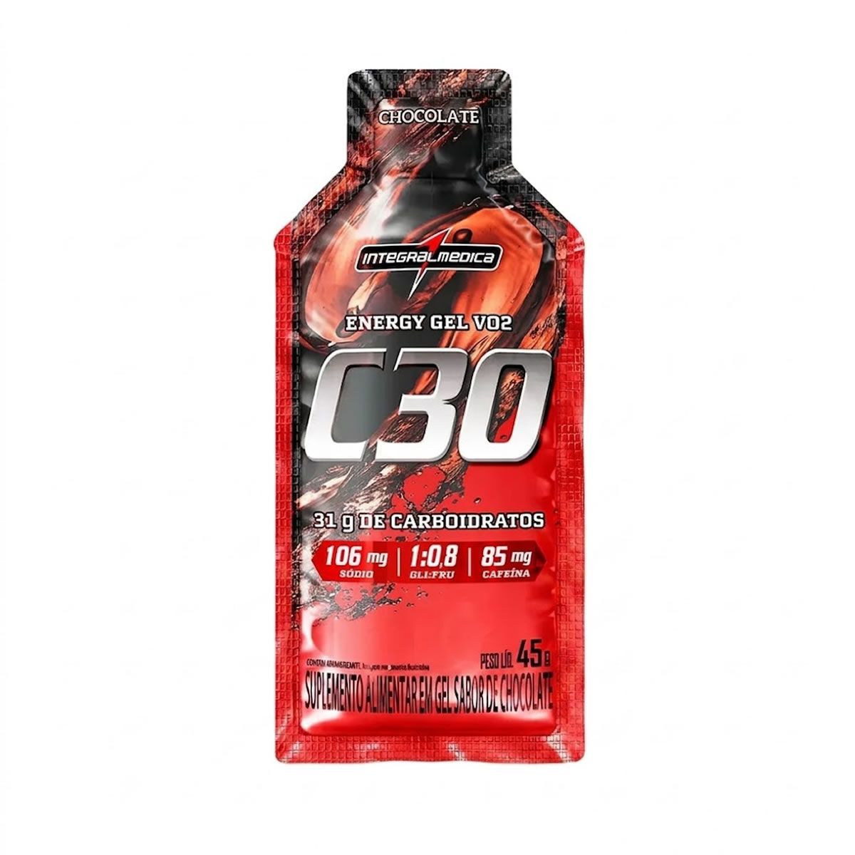 Energy Gel Vo2 C30 - 1 Unidade 45g Chocolate - Integral M�dica
