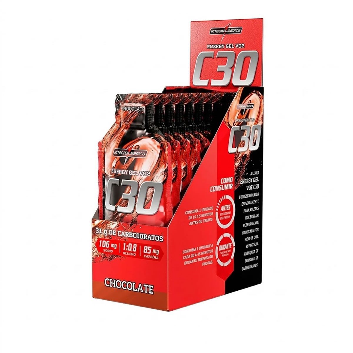 Energy Gel Vo2 C30 - 10 Unidades 45g Chocolate - Integral M�dica