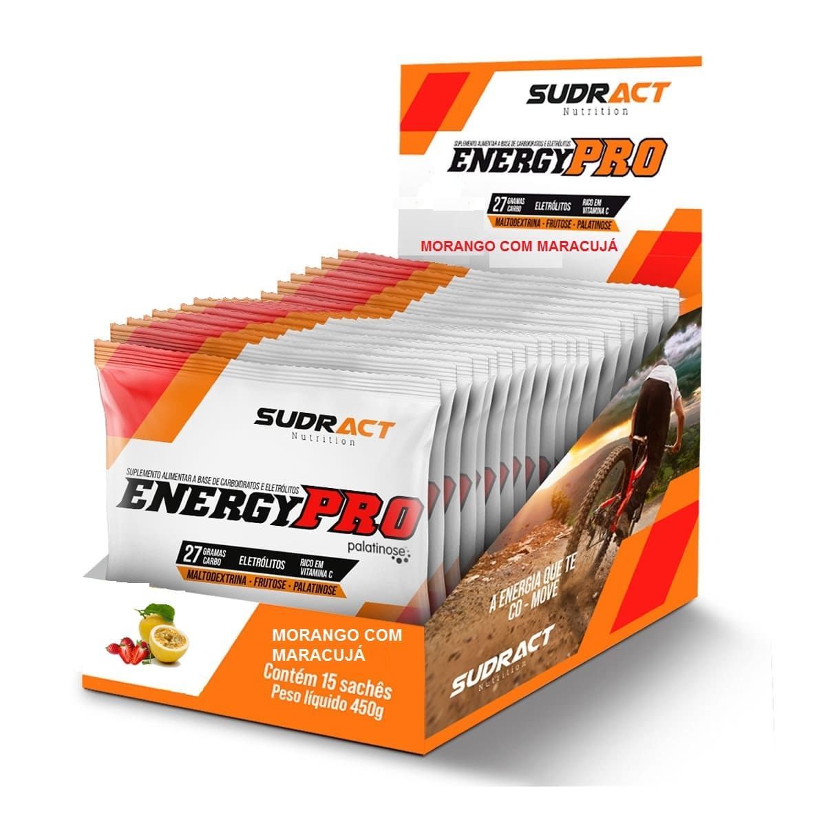 Energy Pro - 15 Sach�s 30g Morango com Maracuj� - Sudract Nutrition*** Data Venc. 22/4/23