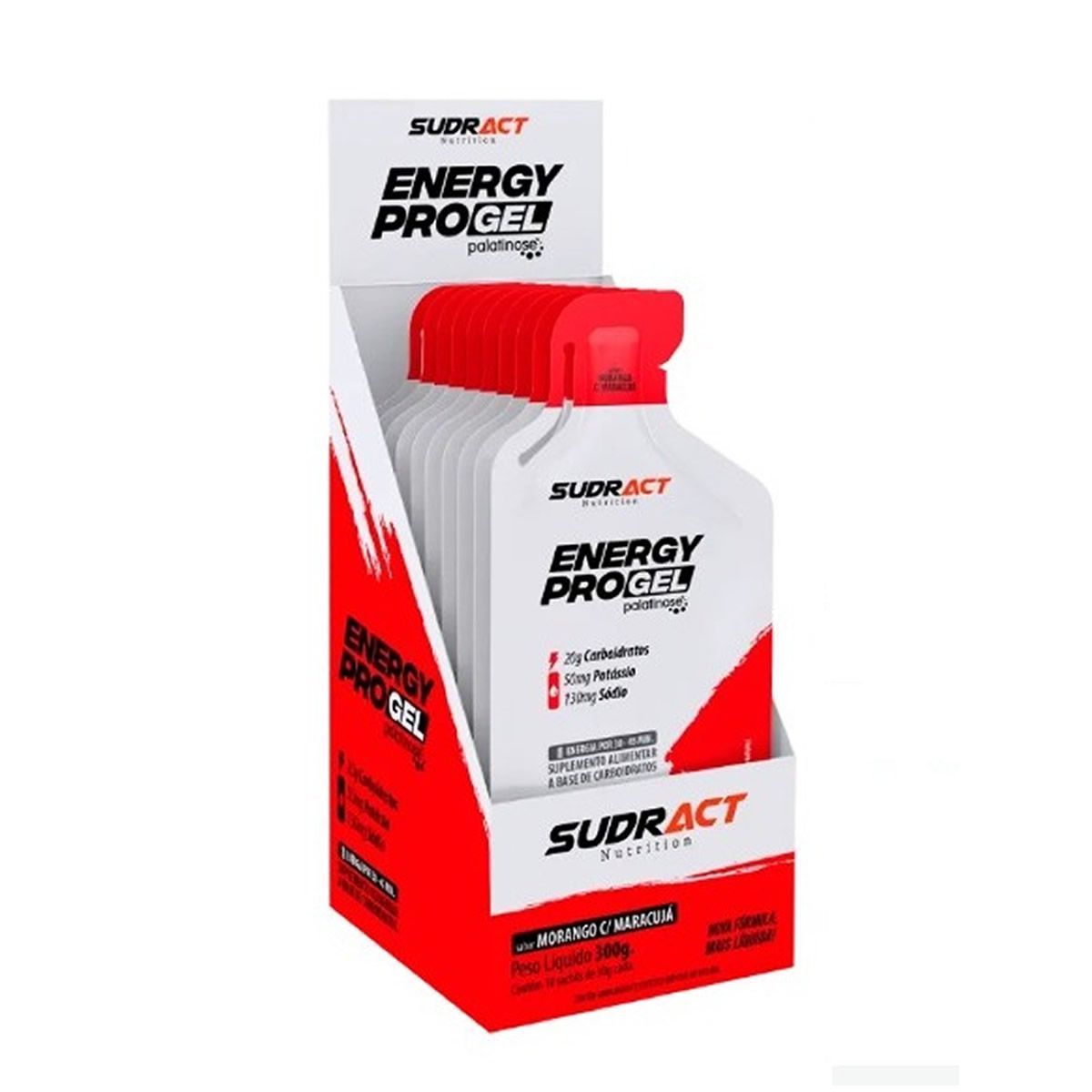 Energy Pro Gel - 10 Sach�s 30g Morango com Maracuj� - Sudract Nutrition