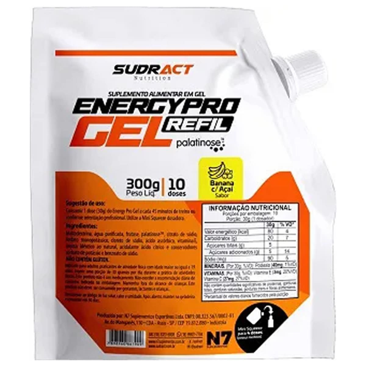 Energy Pro Gel - 300g Banana com A�a� - Sudract Nutrition