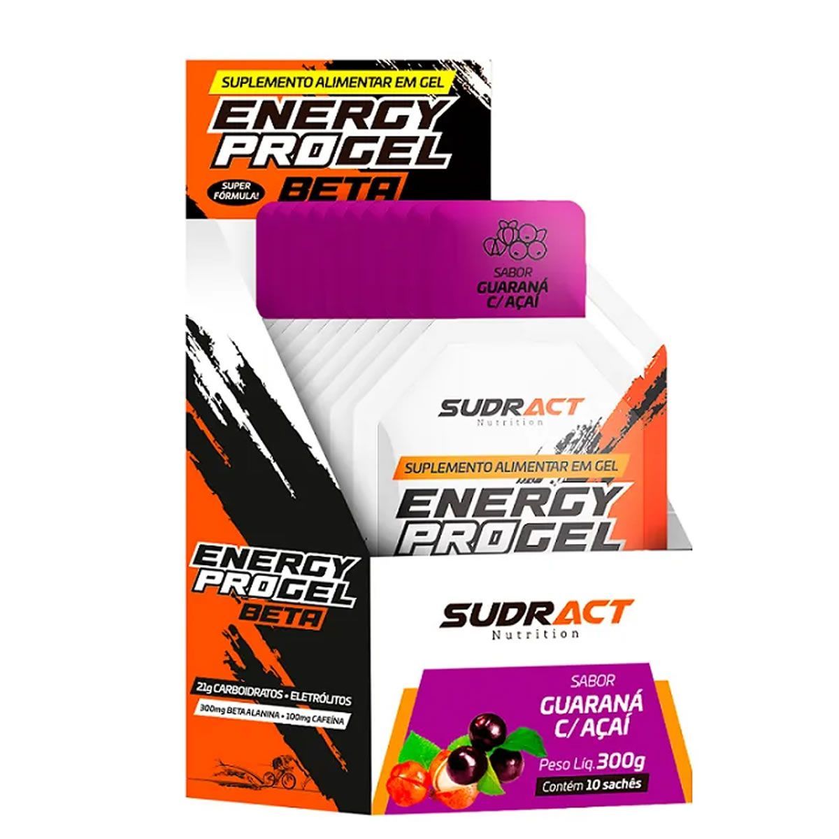 Energy Pro Gel Beta - 10 Sach�s 30g Guaran� Com A�a� - Sudract Nutrition	