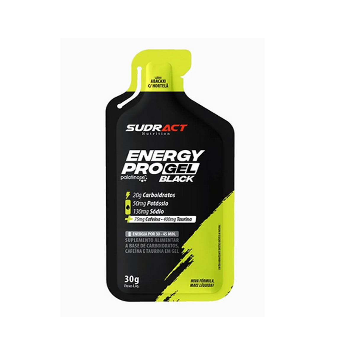 Energy Pro Gel Black - 1 Sach� 30g Abacaxi com Hortel� - Sudract