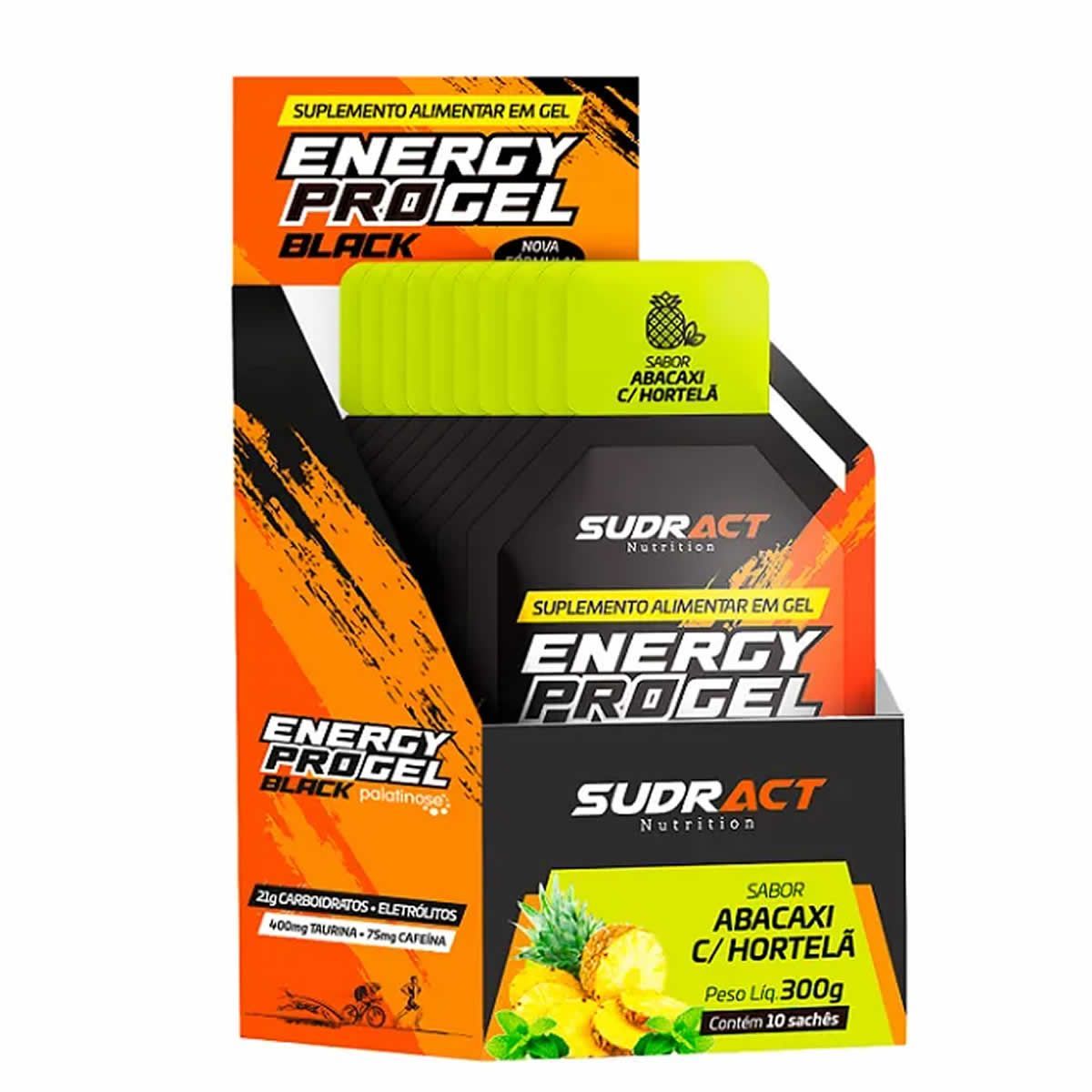 Energy Pro Gel Black - 10 Sach�s 30g Abacaxi com Hortel� - Sudract