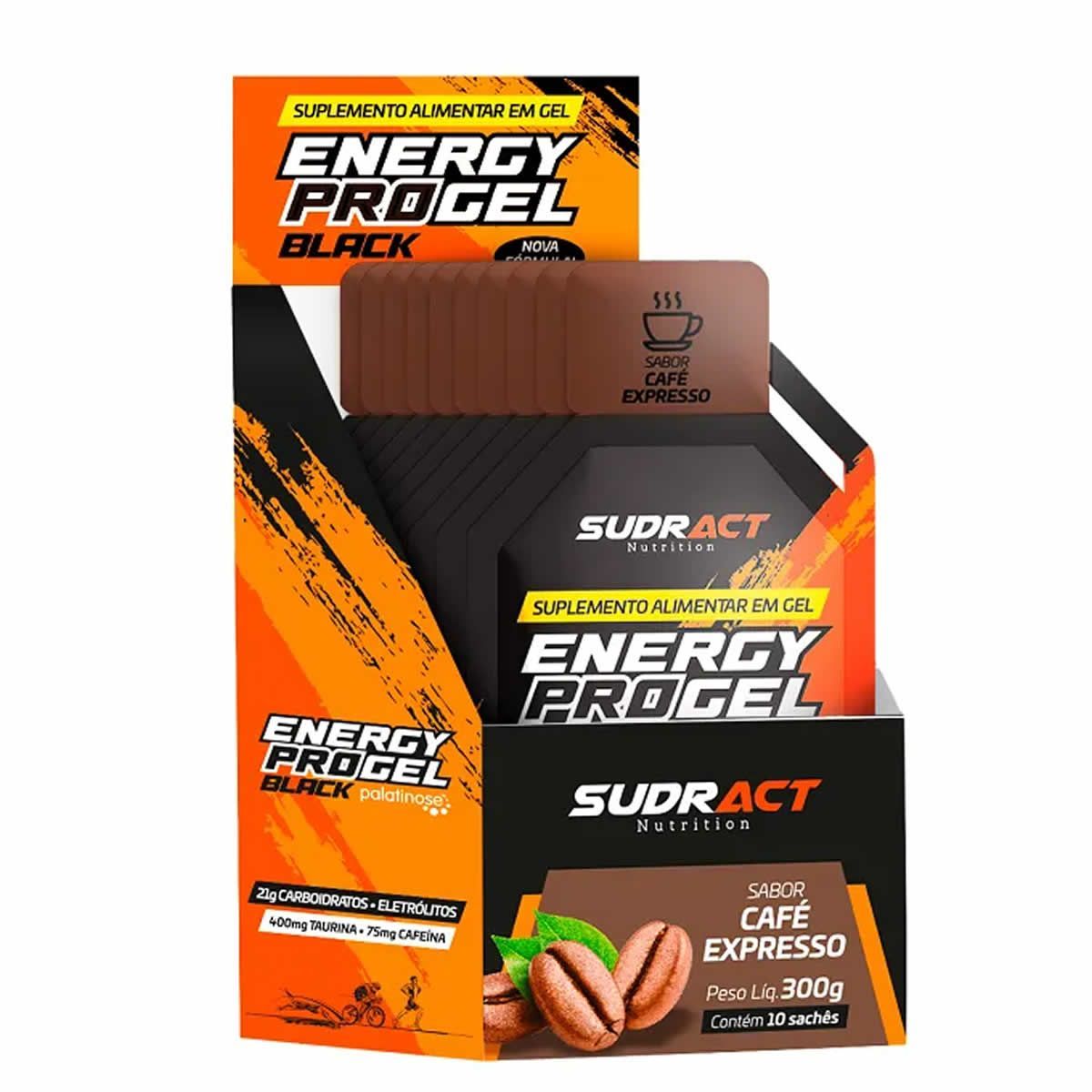 Energy Pro Gel Black - 10 Sach�s 30g Caf� Expresso - Sudract Nutrition
