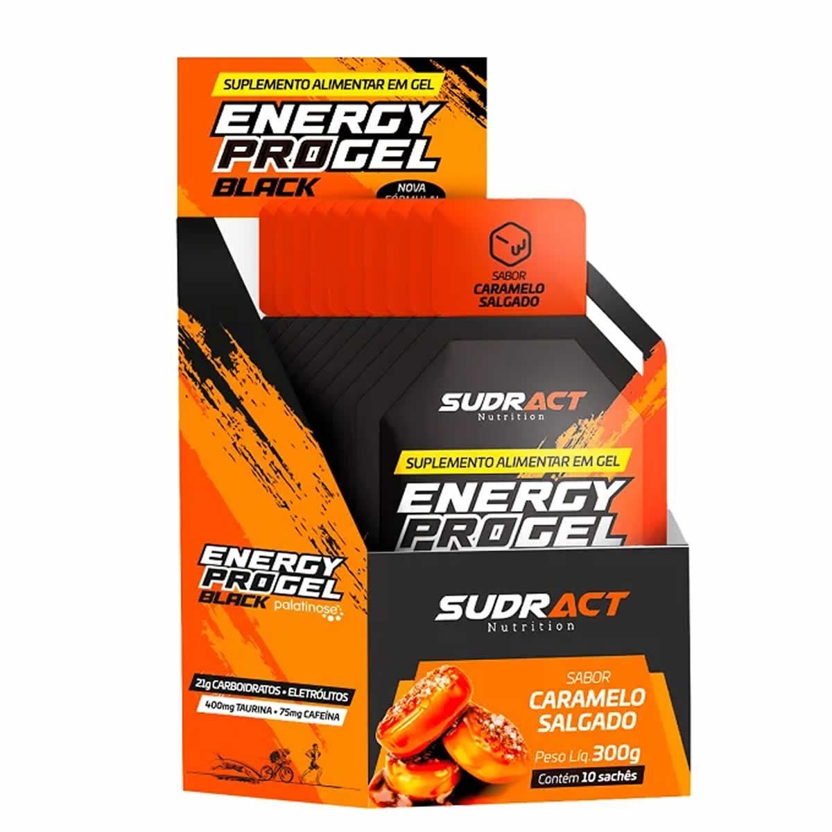 Energy Pro Gel Black - 10 Sach�s 30g Caramelo Salgado - Sudract Nutrition