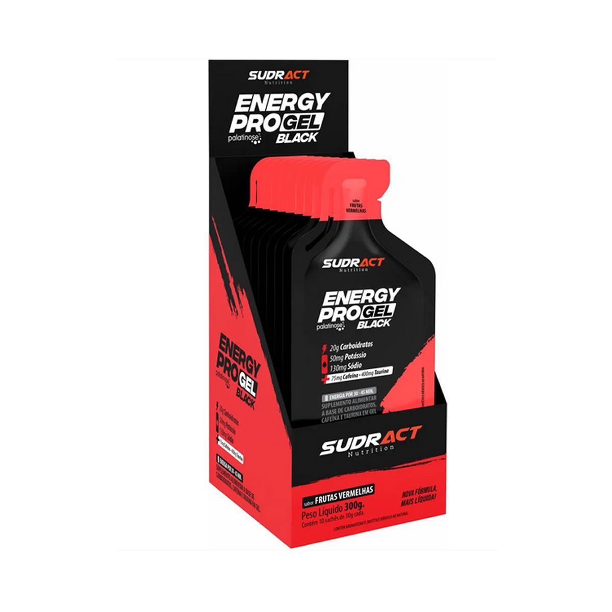 Energy Pro Gel Black - 10 Sach�s 30g Frutas Vermelhas - Sudract Nutrition