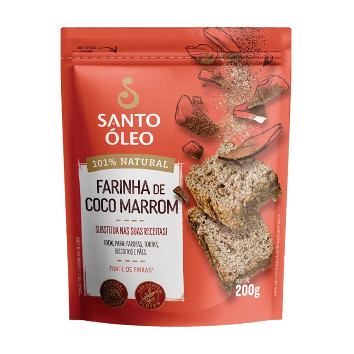 Farinha de Coco Marrom - 200g - Santo �leo