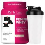 Femini Whey - 600g Sabor Baunilha + Coqueteleira 600ml Preta - Max Titanium