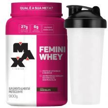 Femini Whey - 900g Chocolate - Max Titanium *Coqueteleira Gr�tis