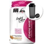 Femini Whey - 900g pa�oca + Coqueteleira 600ml Preta - Max Titanium