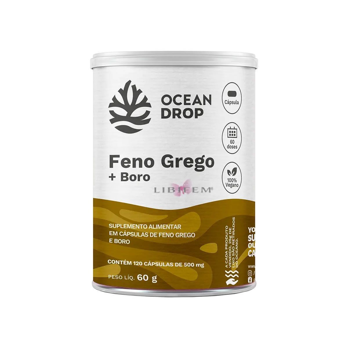 Feno Grego+Boro Libifem - 120 C�psulas 500mg - Ocean Drop