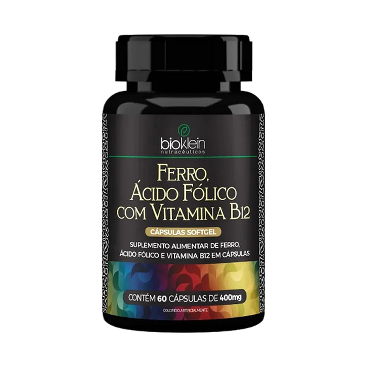 Ferro, �cido F�lico e Vitamina B12 - 60 C�psulas - Bioklein