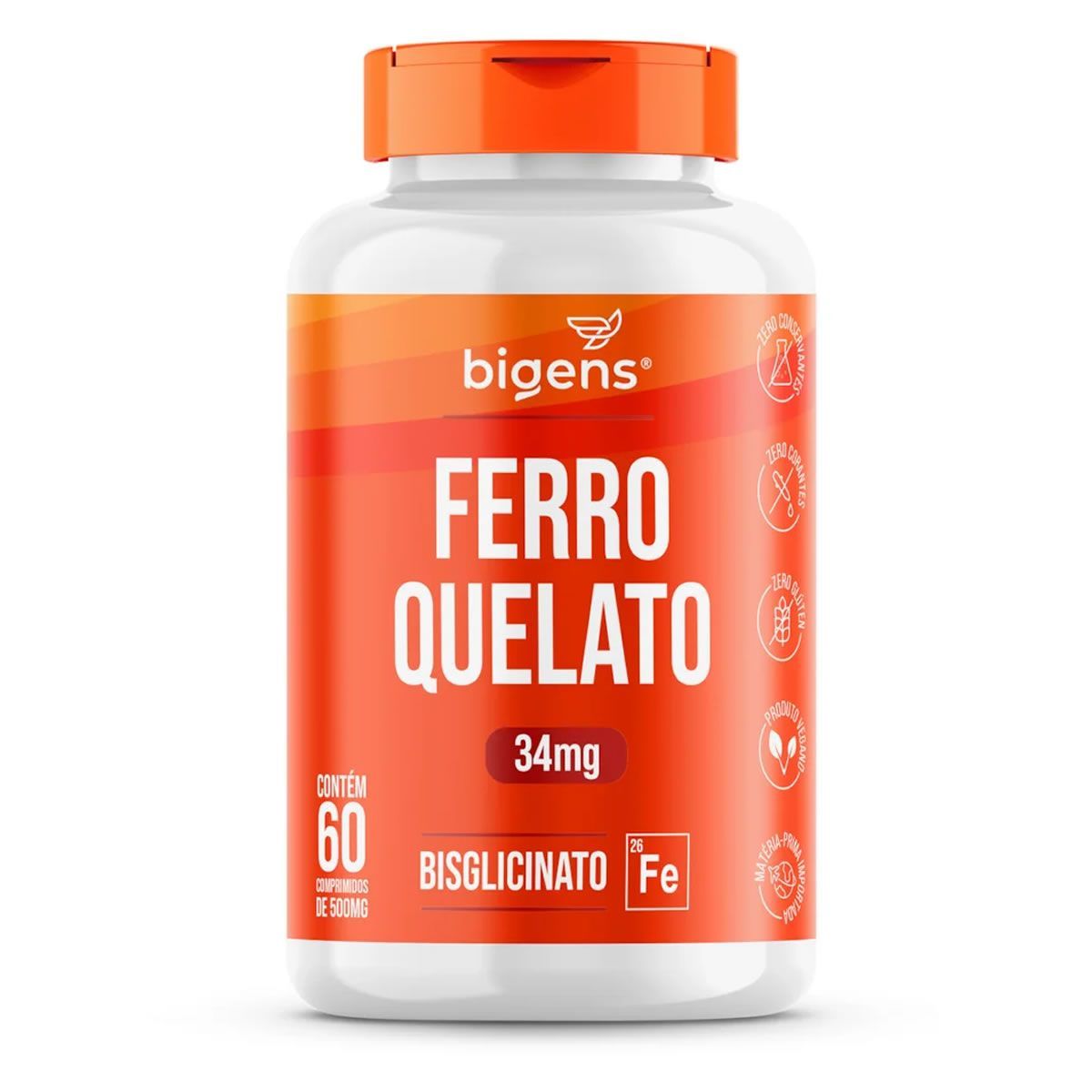 Ferro Quelato 34mg - 60 Comprimidos - Bigens