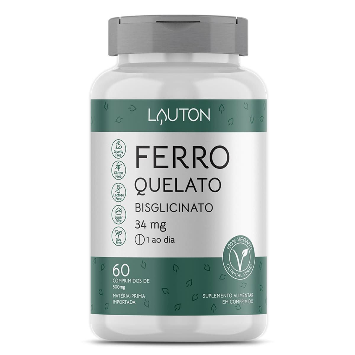 Ferro Quelato Bisglicinato - 60 Comprimidos - Lauton Nutrition*** Data Venc. 28/02/2026 A.E.