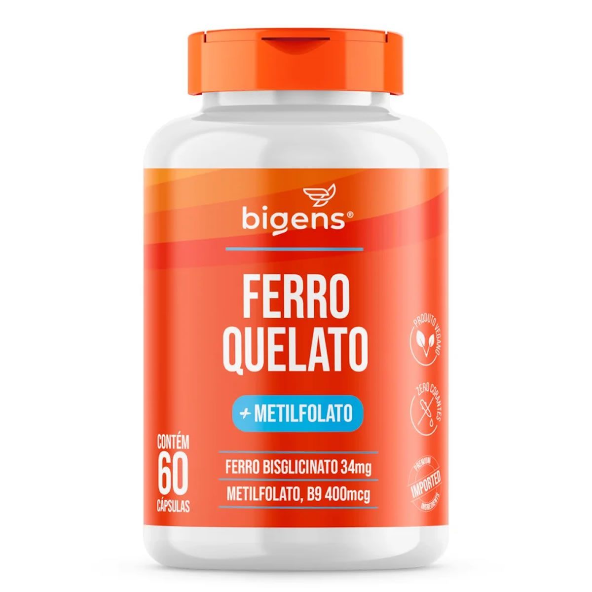 Ferro Quelato + Metilfolato - 60 C�psulas - Bigens