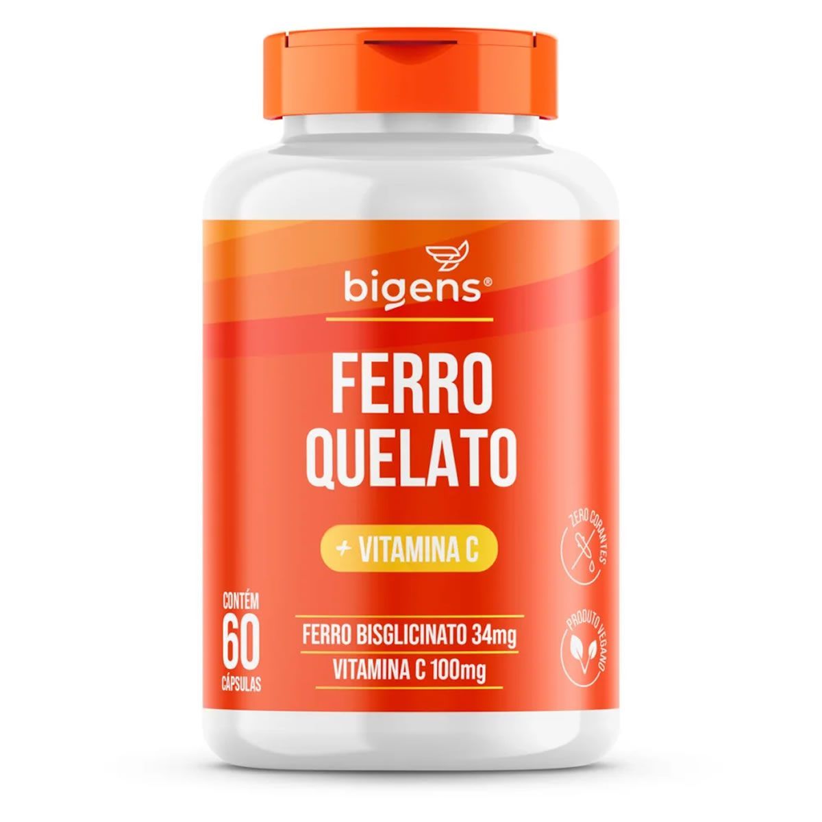 Ferro Quelato + Vitamina C - 60 C�psulas - Bigens