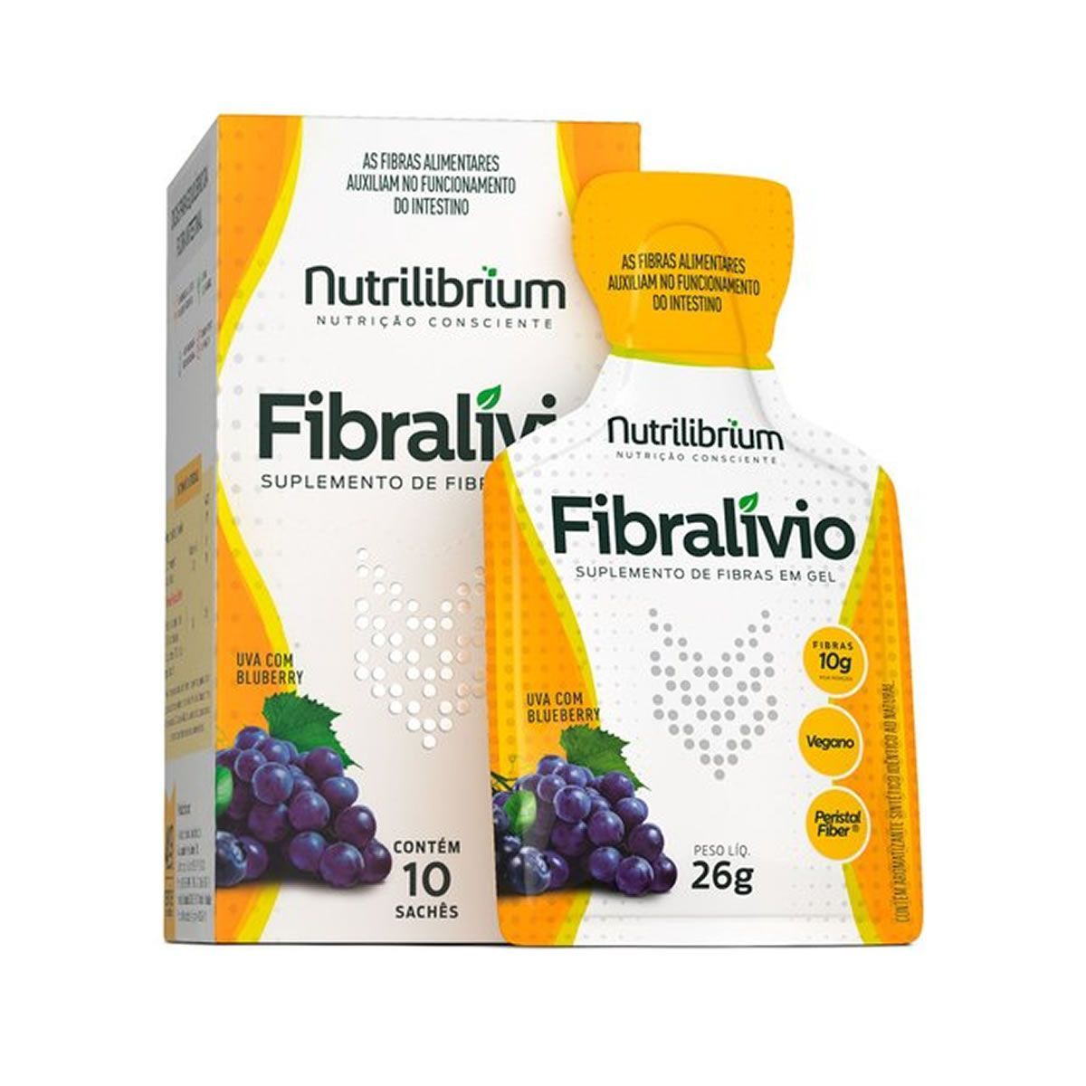 Fibral�vio -  10 Sach�s 26g Uva e Blueberry - Nutrilibrium
