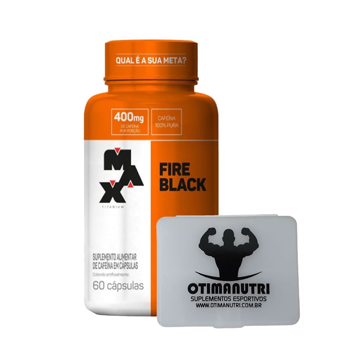 Fire Black - 60 c�psulas + Porta C�psulas transparente - Max Titanium