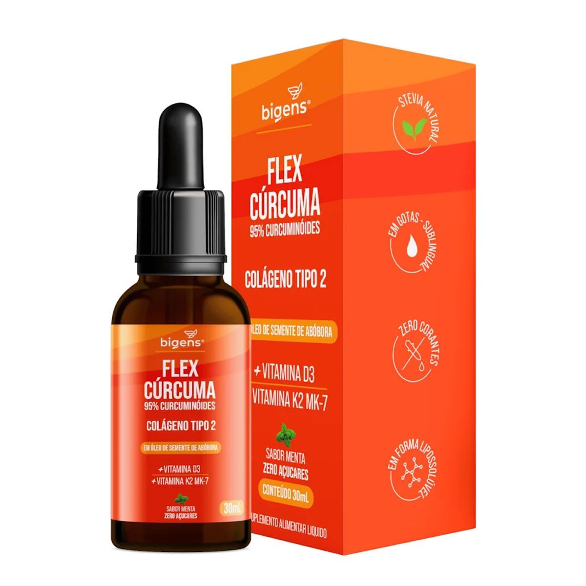 Flex C�rcuma Gotas - 30ml Menta - Bigens