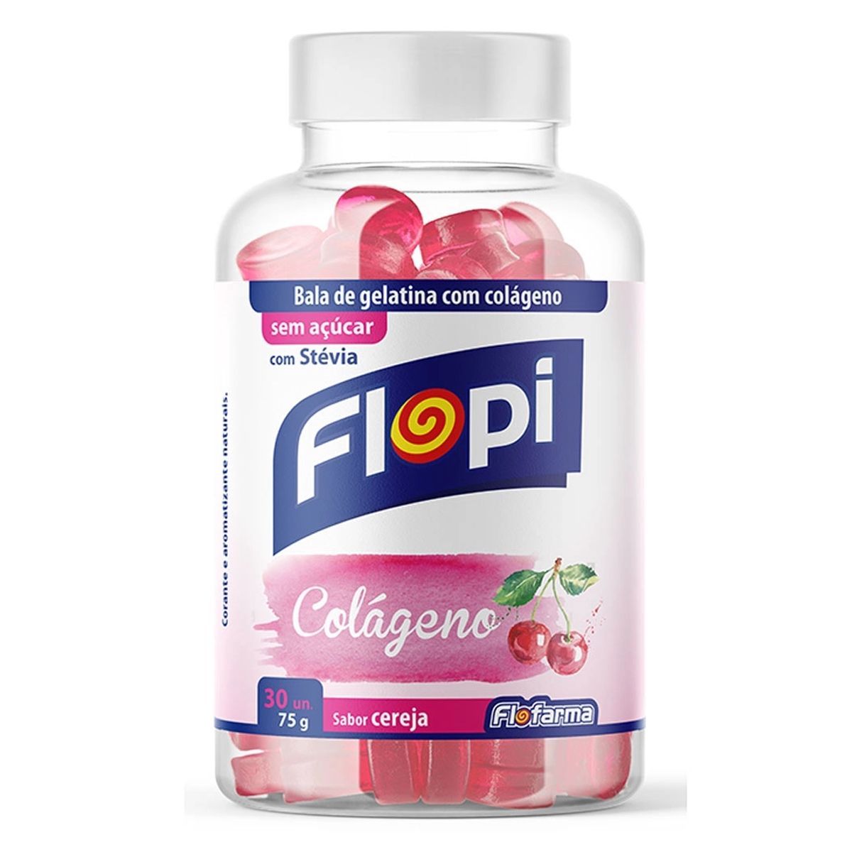 Flopi Col�geno - 30 Balas Cereja - Flofarma