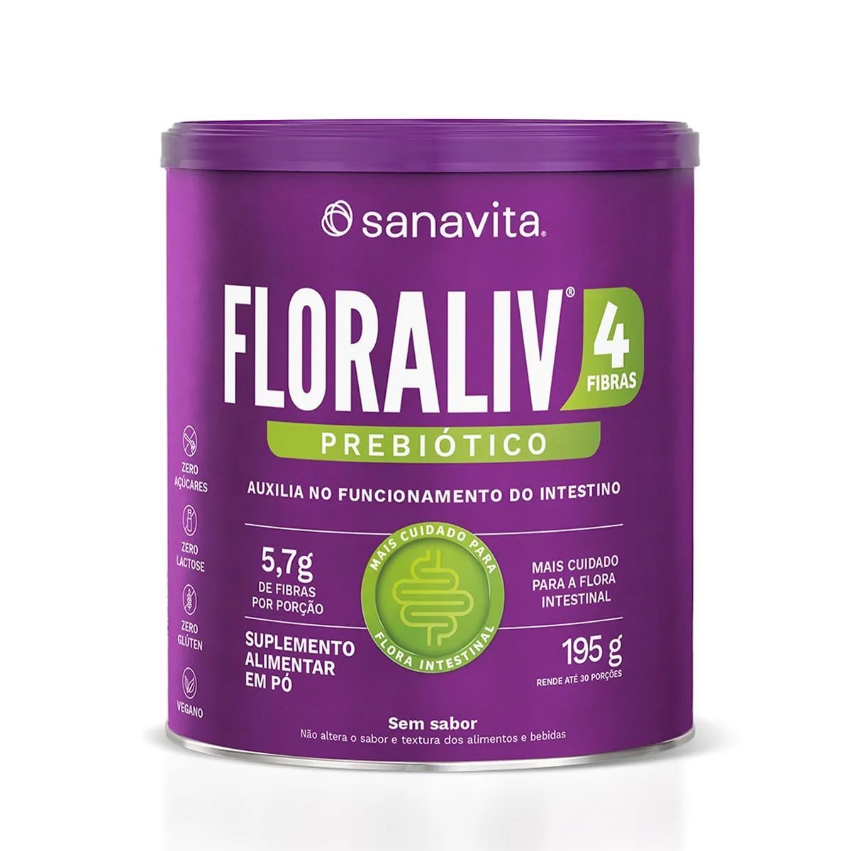 Floraliv 4 Fibras - 195g Sem Sabor - Sanavita