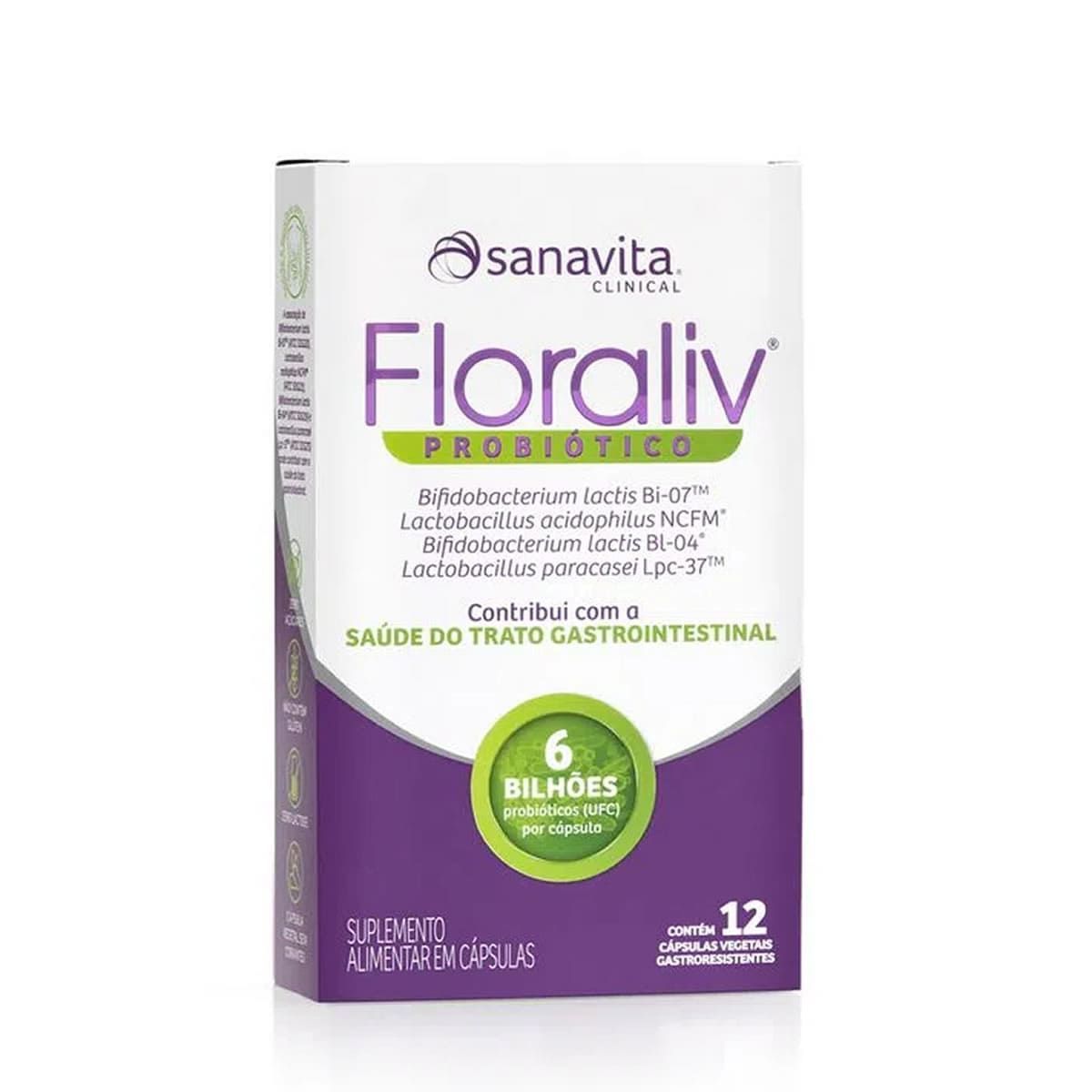 Floraliv Probiotico - 12 C�psulas Vegetais - Sanavita*** Data Venc. 30/09/2024