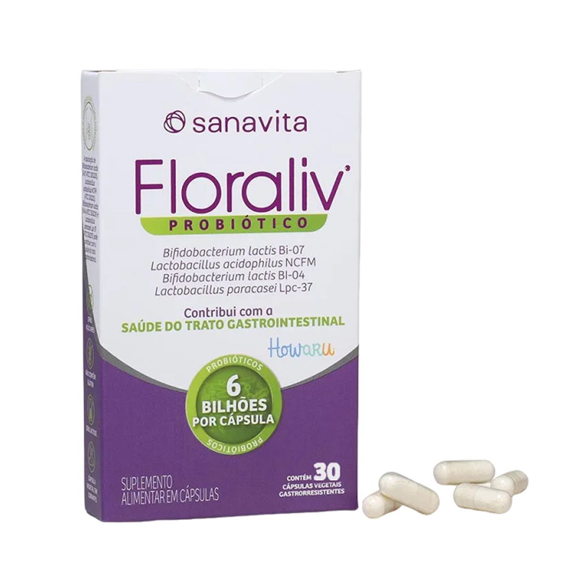 Floraliv Probiotico - 12 C�psulas Vegetais - Sanavita