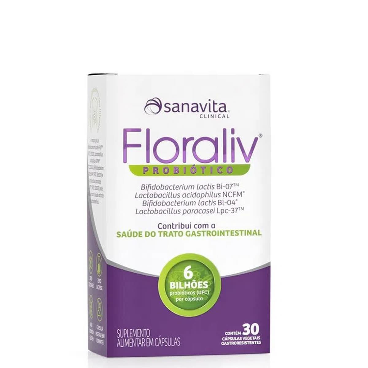 Floraliv Probiotico - 30 C�psulas Vegetais - Sanavita