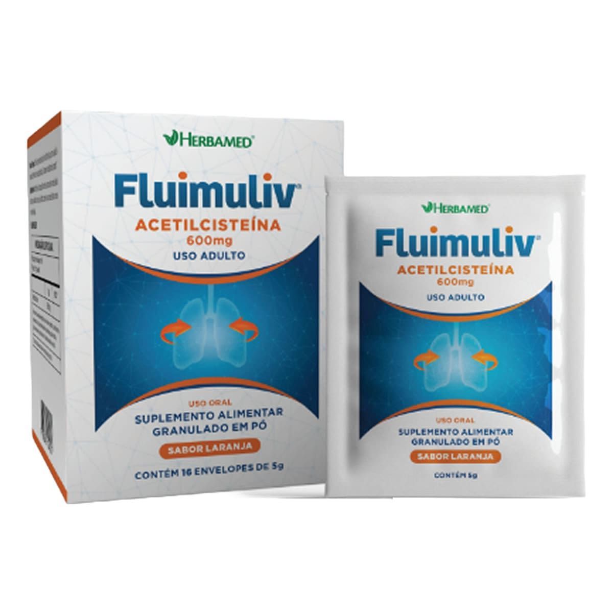 Fluimuliv Granulado Soluvel - 16 Envelopes 5g Laranja - Herbamed