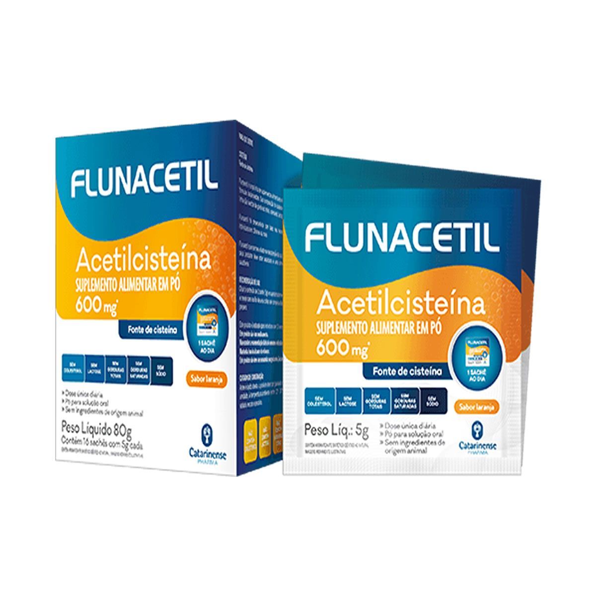Flunacetil 600mg - 16 Sach�s 5g Laranja - Catarinense