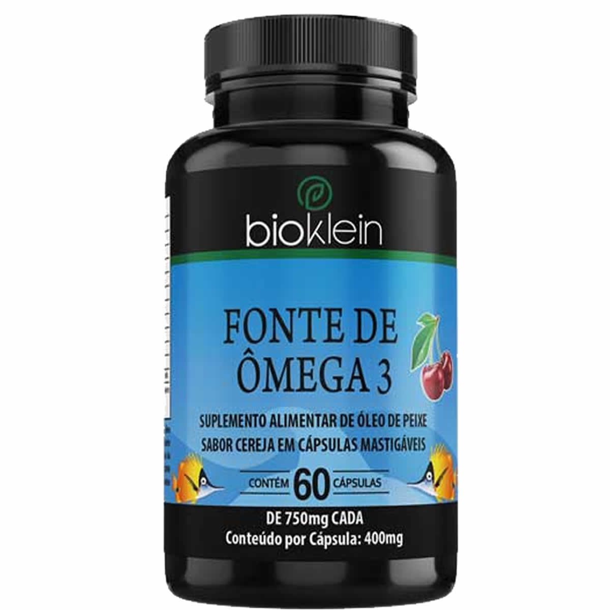 Fonte de �mega 3 - 60 C�psulas Mastig�veis Cereja - Bioklein