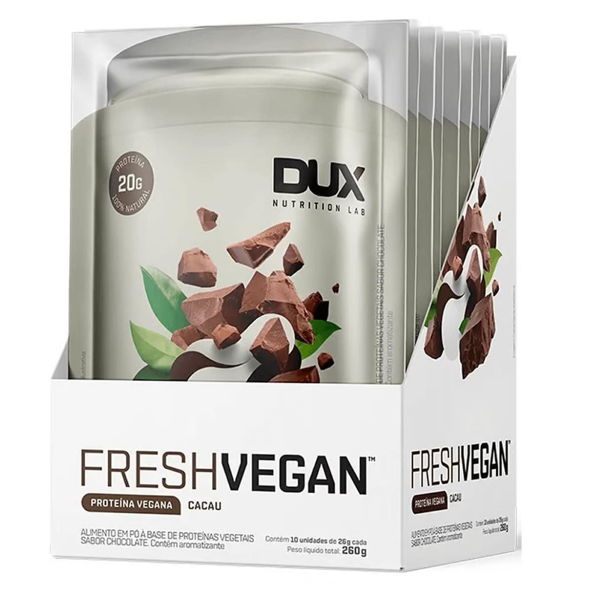 Fresh Vegan - 10 Sach�s de 26g Cacau - Dux Nutrition