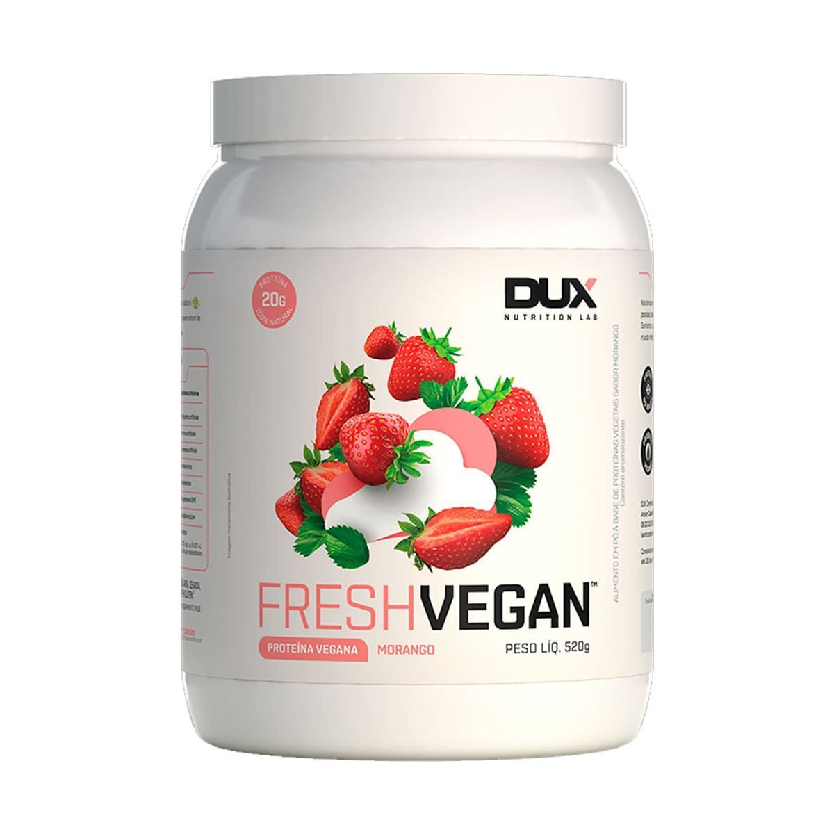 Fresh Vegan - 520g Morango - Dux Nutrition
