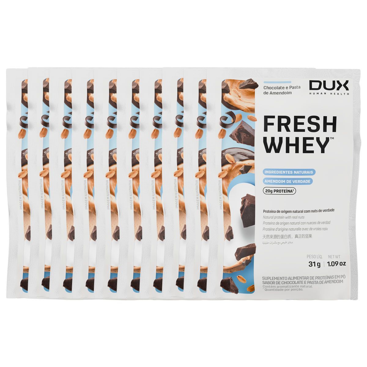 Fresh Whey - 10 Sach�s 31g Chocolate e Pasta de Amendoim - Dux Nutrition