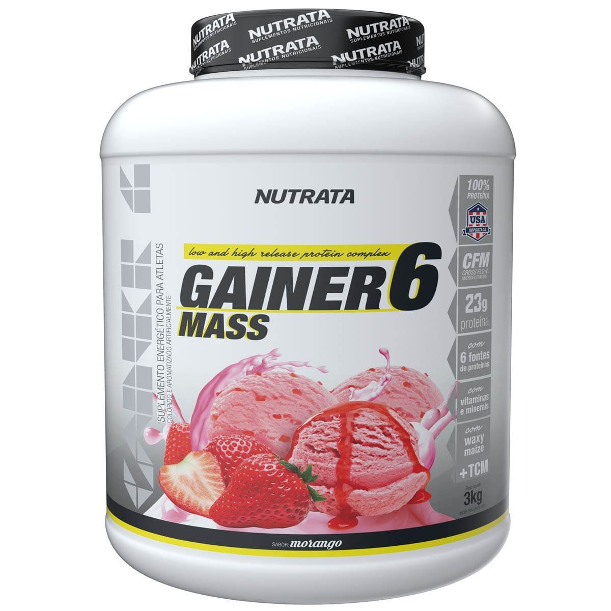Gainer 6 Mass - 3000g Morango - Nutrata
