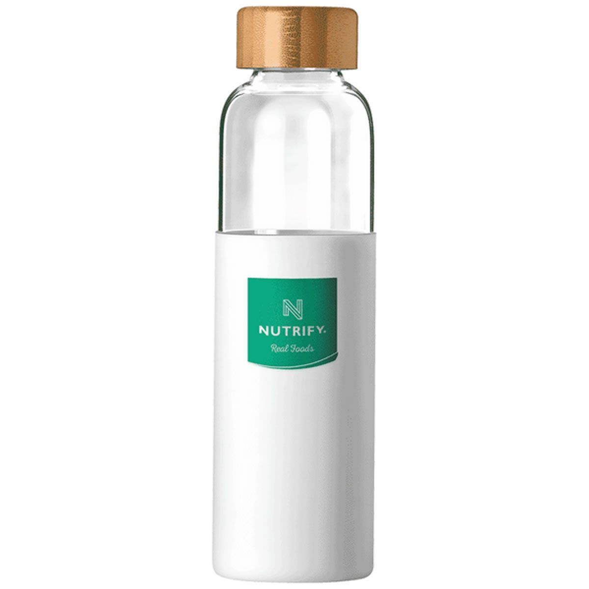 Garrafa de Vidro com Tampa de Bambu - 600ml - Nutrify