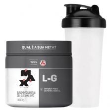 Glutamina L-G - 300g + Coqueteleira 600ml Preta - Max Titanium