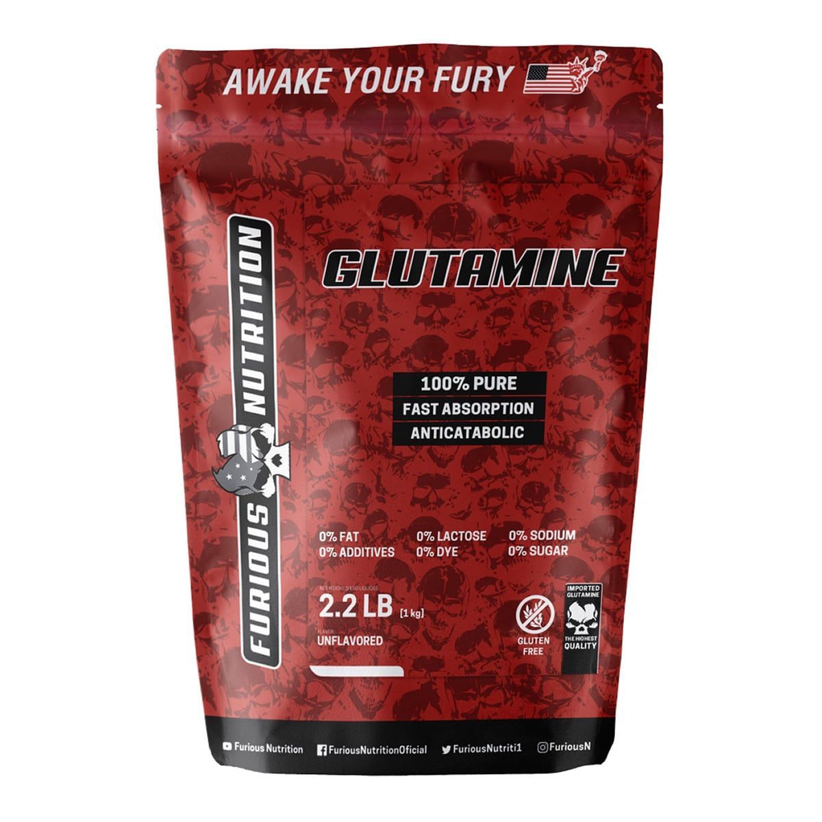 Glutamine Anticatabolic - 1000g Refil Sem Sabor - Furious Nutrition*** Data Venc. 12/04/2024