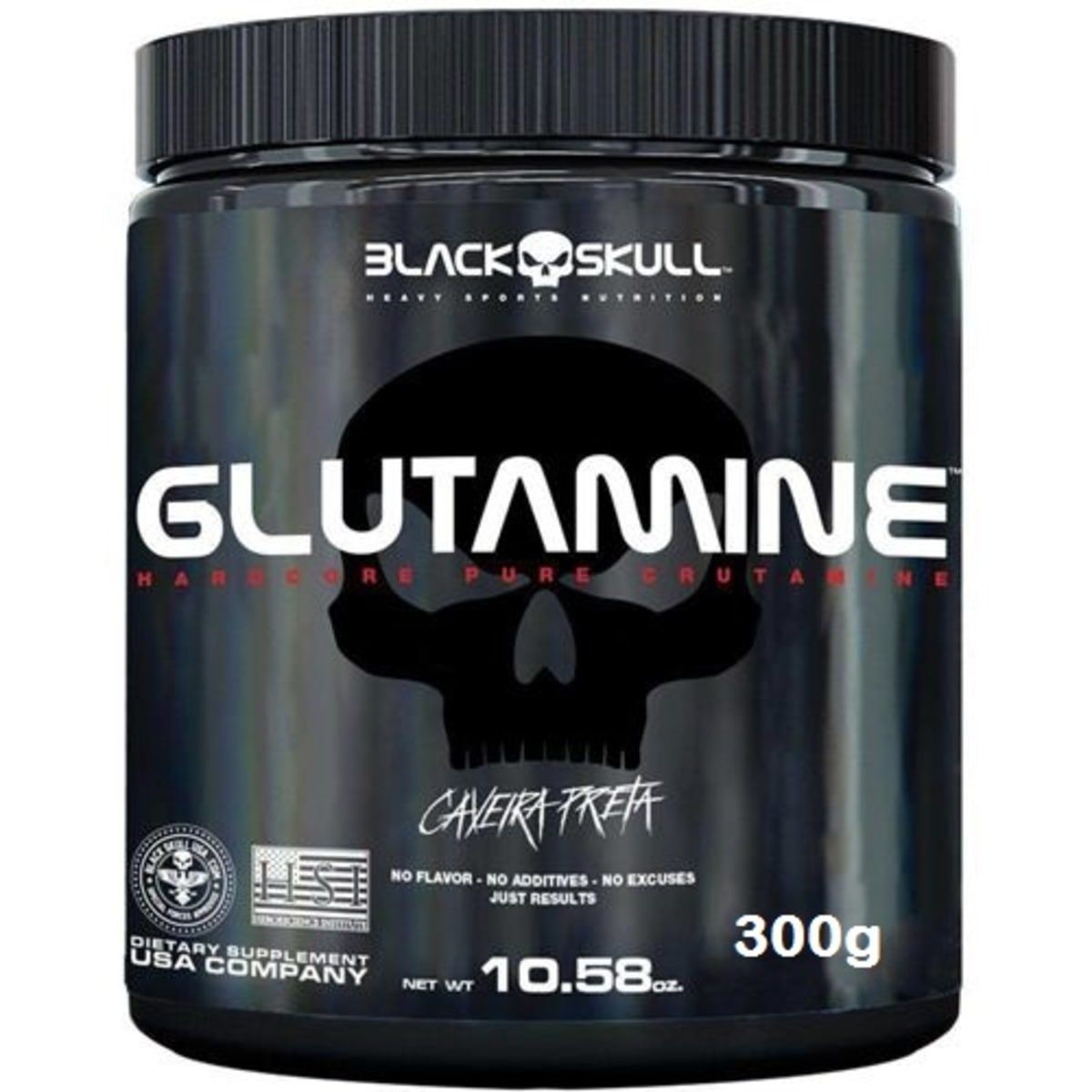 Glutamine - 300g Sem Sabor - Black Skull