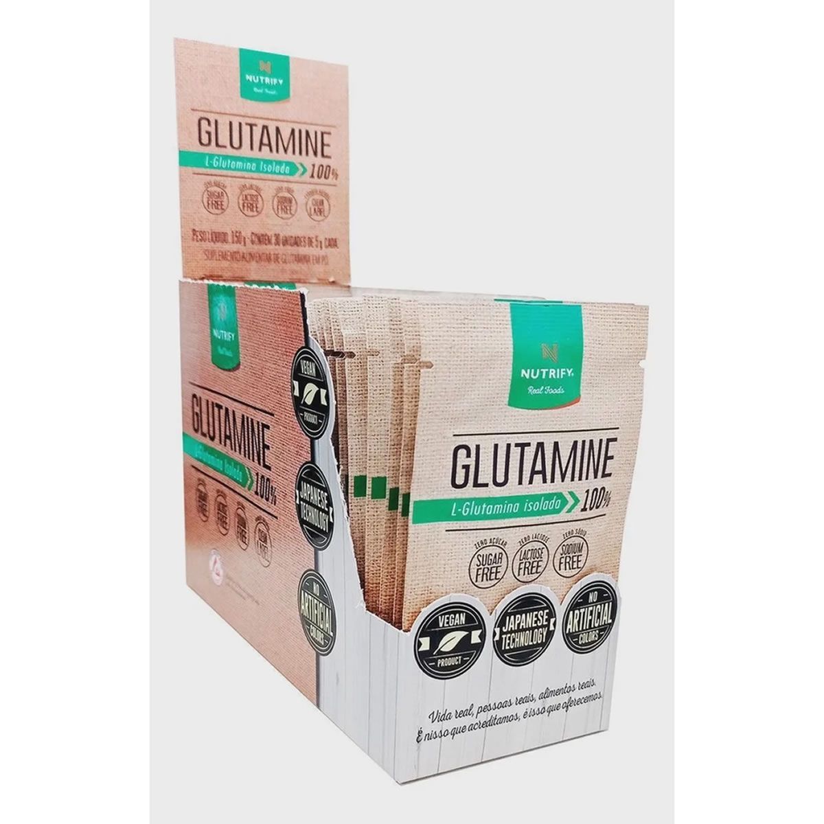 Glutamine Isolada Vegan - 30 Sach�s 5g Neutro - Nutrify