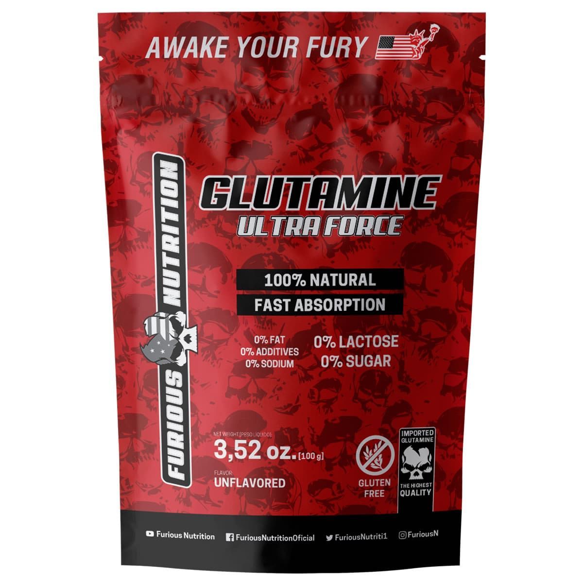 Glutamine Ultra Force - 100g Refil Sem Sabor - Furious Nutrition