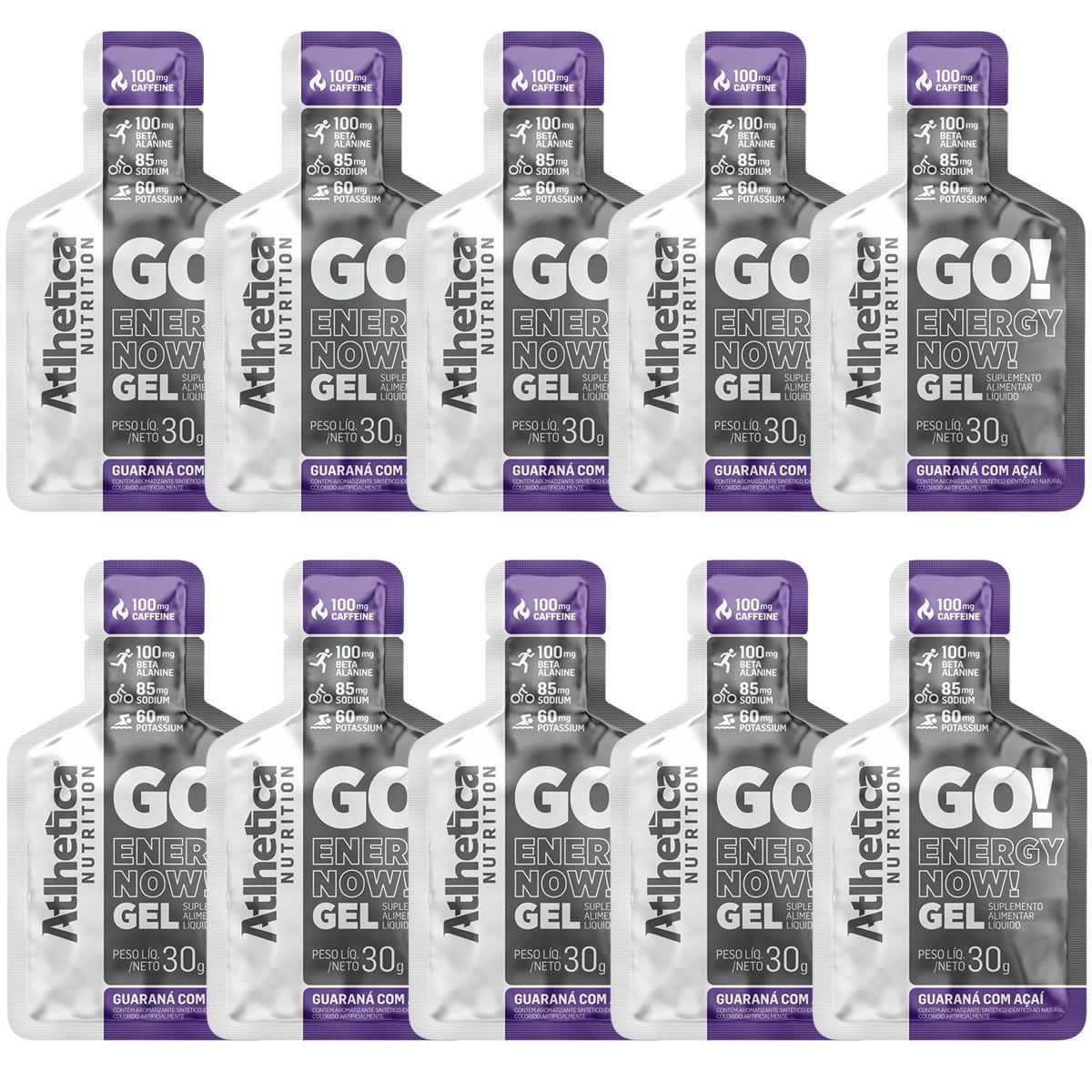 Go! Energy Now Gel - 10 Sach�s de 30g Guaran� Com A�a� - Atlhetica Nutrition