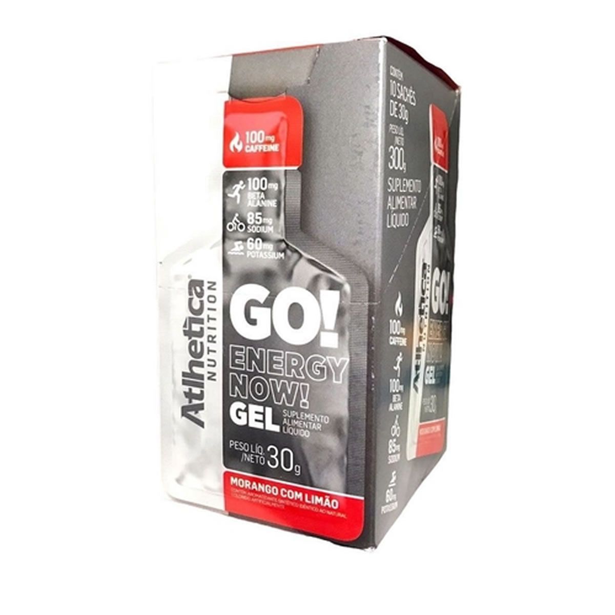 Go! Energy Now Gel - 10 Sach�s de 30g Morango Com Lim�o - Atlhetica Nutrition