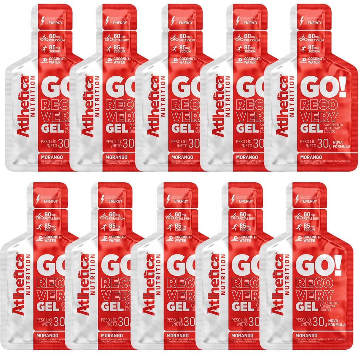 Go! Recovery Gel - 10 Sach�s 30g Morango - Atlhetica Nutrition