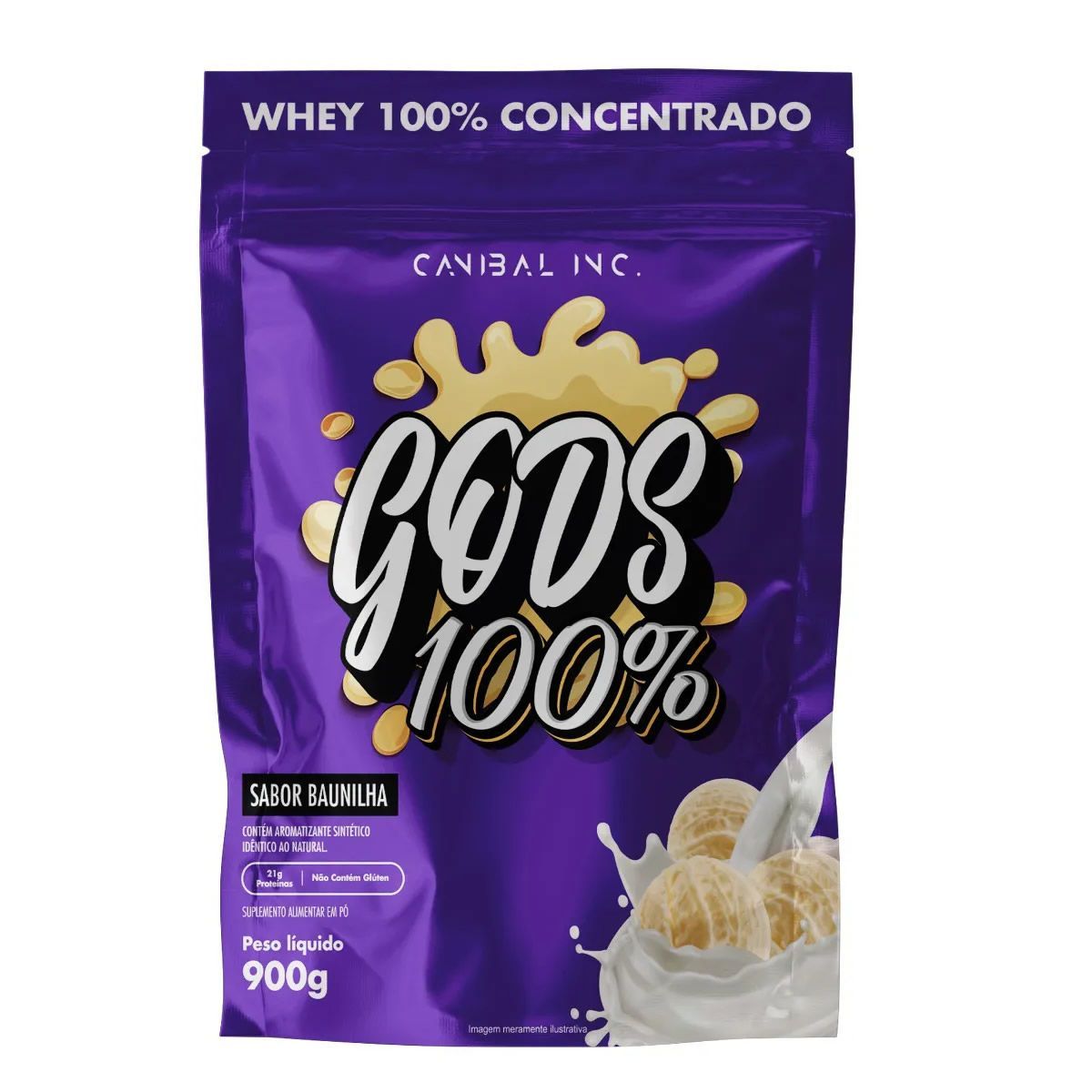 Gods Whey 100%  - 900g Refil Baunilha - Canibal