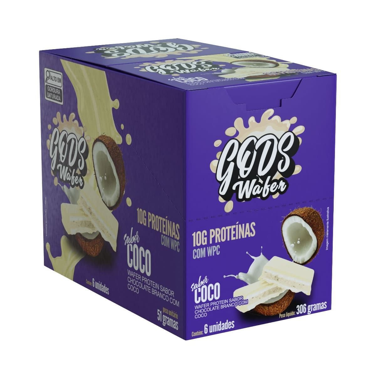 Gods Wafer  - 6 Unidades de 51g Coco - Canibal*** Data Venc. 03/10/2025