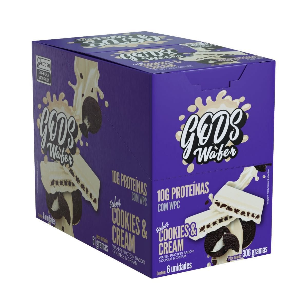 Gods Wafer  - 6 Unidades de 51g Cookies & Cream - Canibal