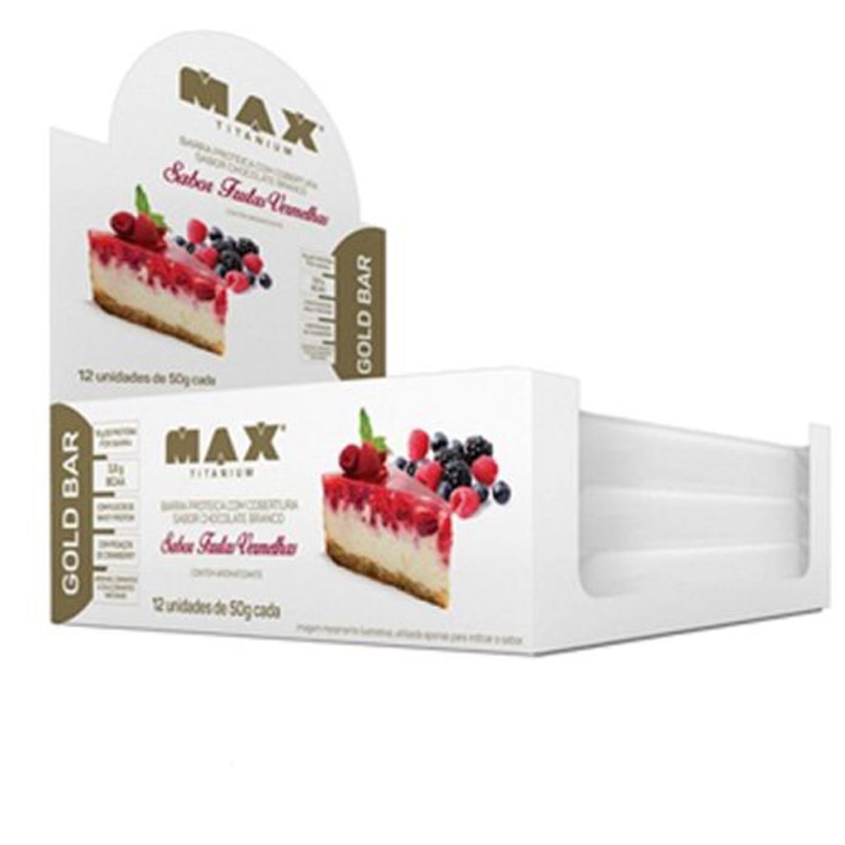 Gold Bar - 12 Unidades 50g Frutas Vermelhas - Max Titanium
